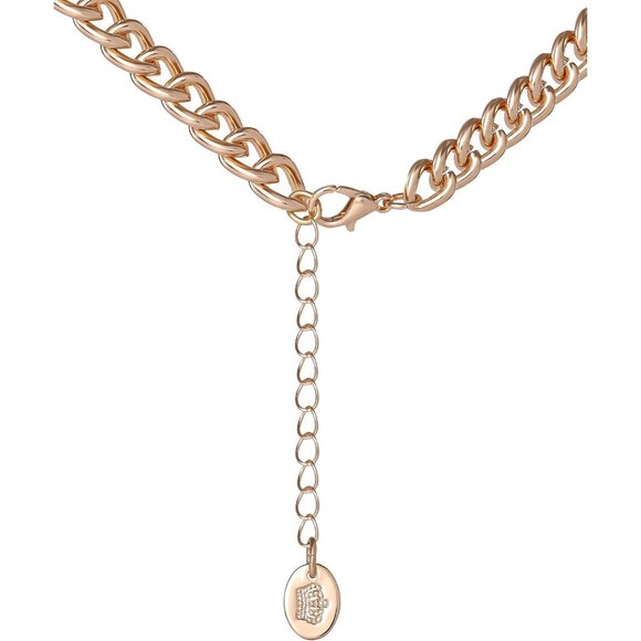 Juicy Gold-Tone Heart Logo Necklace, 16-18+2", Crystal Embellished, Lobster Clas - Picture 6 of 7